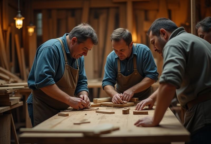 Image montrant des artisans travaillant dans l'atelier de Créations Maison