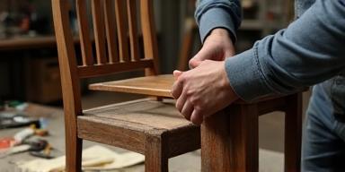 Chaise ancienne en bois en cours de restauration